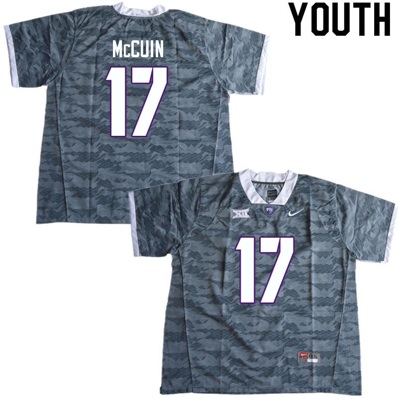 Youth #17 Deshawn McCuin TCU Horned Frogs College Football Jerseys Sale-Gray